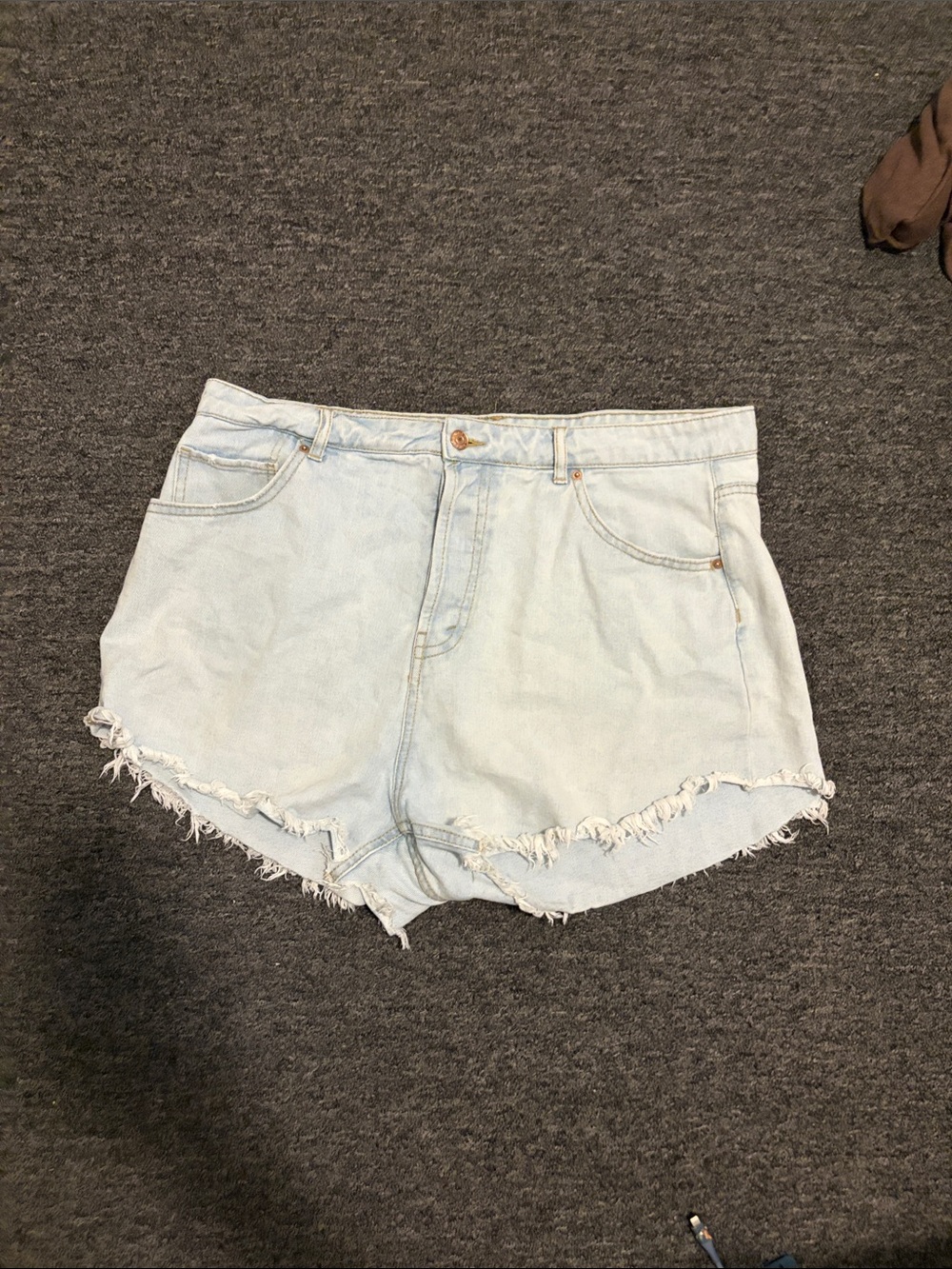 wild fable Light Blue Frayed Hem High-Rise Denim Shorts